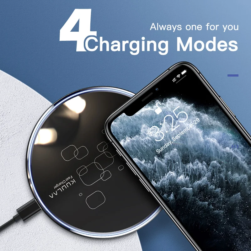 KUULAA 15W Qi Wireless Charger For Xiaomi Mi 9 Pro Mirror Wireless Charging Pad Fast Charger For iPhone 13 X XS Max XR 8 Plus