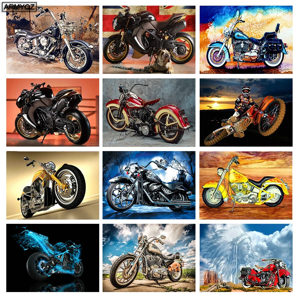 Картина рукоделие Алмазная мозаика цветная мотоциклетная картина алмазная