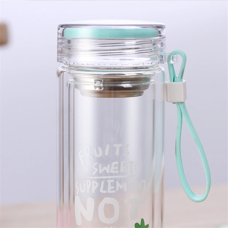 Creative Large Capacity Water Bottle Fruit Pattern Leak Proof Glass Sports Travel Protable Drinking 35 | Дом и сад