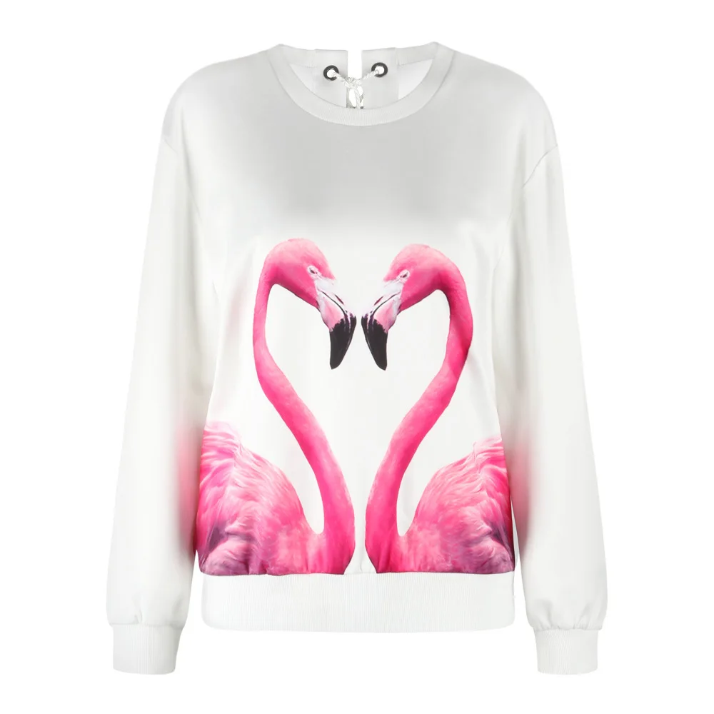 Модный стиль Фламинго цифровой печати Толстовка Повседневная с бейсбольной