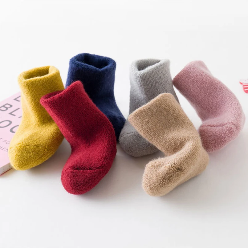 

Double Thick Terry Baby Boys Socks Winter Warm Toddler Low Tube Socks Cozy Princess Girls Floor Socks Christmas Baby Clothes