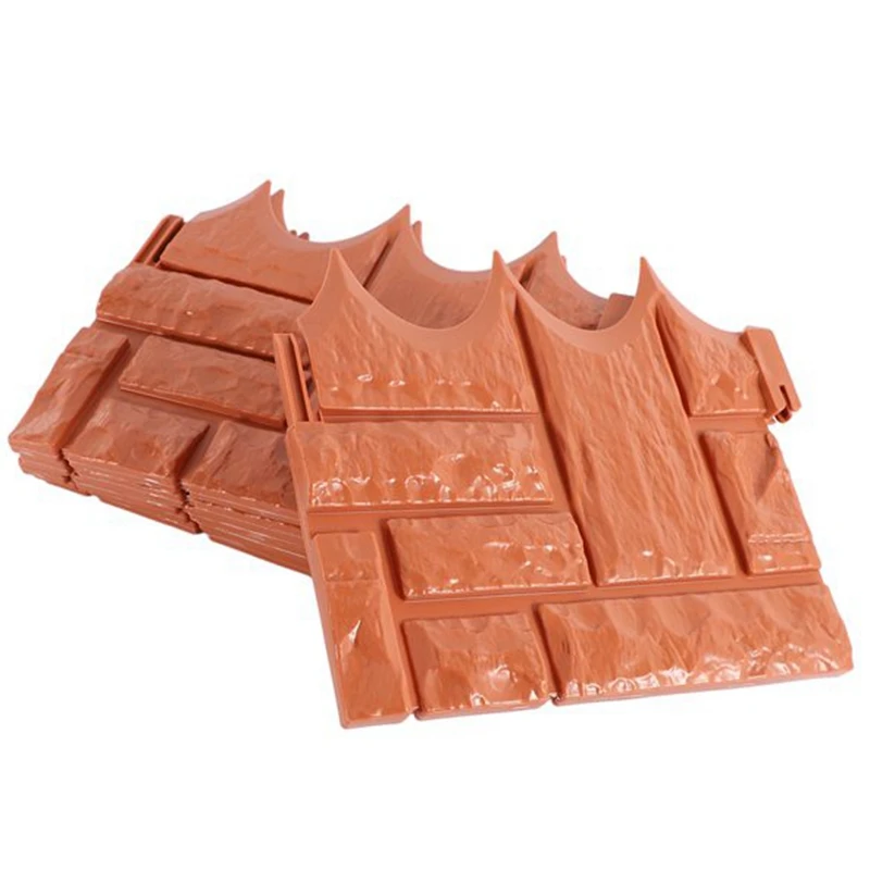 

6 Pc Brick Garden Edge Stone Brick Effect Lawn Fence Plant Border, Plastic Flower Bed Grass Edge Landscape Edge