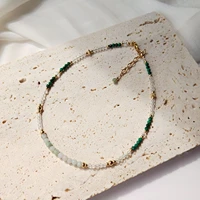 lii ji malachite jade clear quartz 14k gold filled anklet 243cm natural stone handmade jewelry for women gift