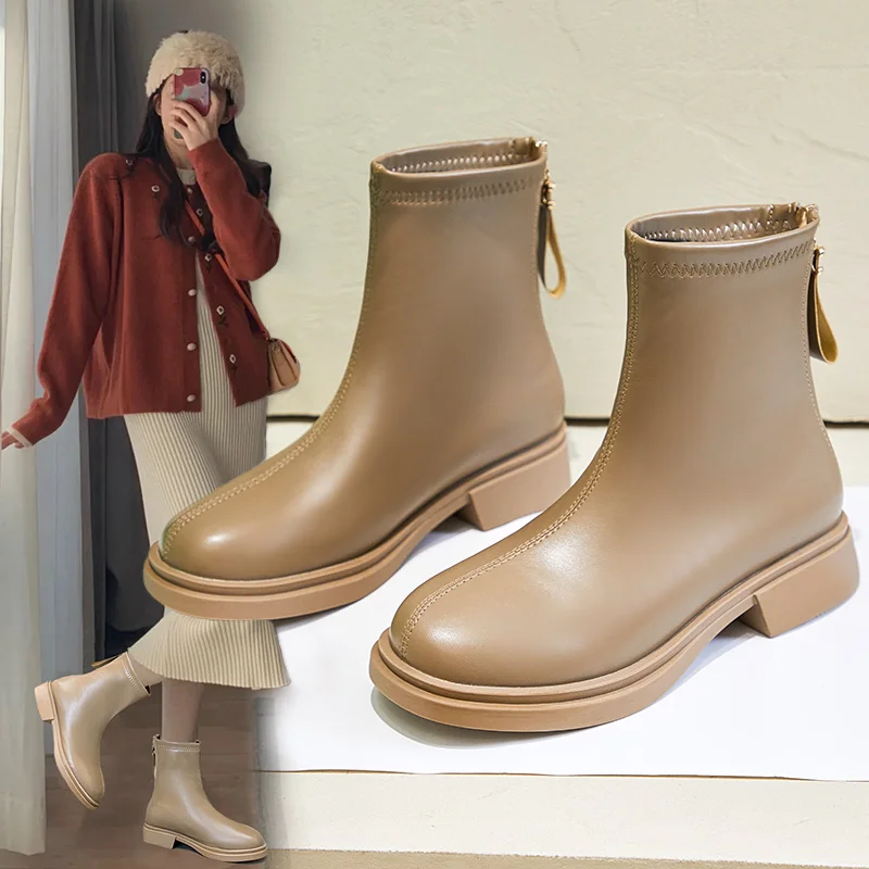 

Fashion Women's Shoes Martin Boots 2021 Women Boot Autumn Female Zipper Ankle Botas Footwear Autumn Ladies Booties Comfortable