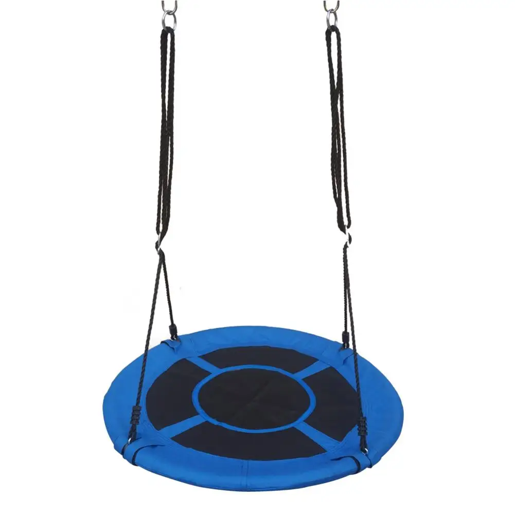 

40" Kids Outdoor Round Net Hanging Rope Nest Tree Swing Children Patio Toys Blue