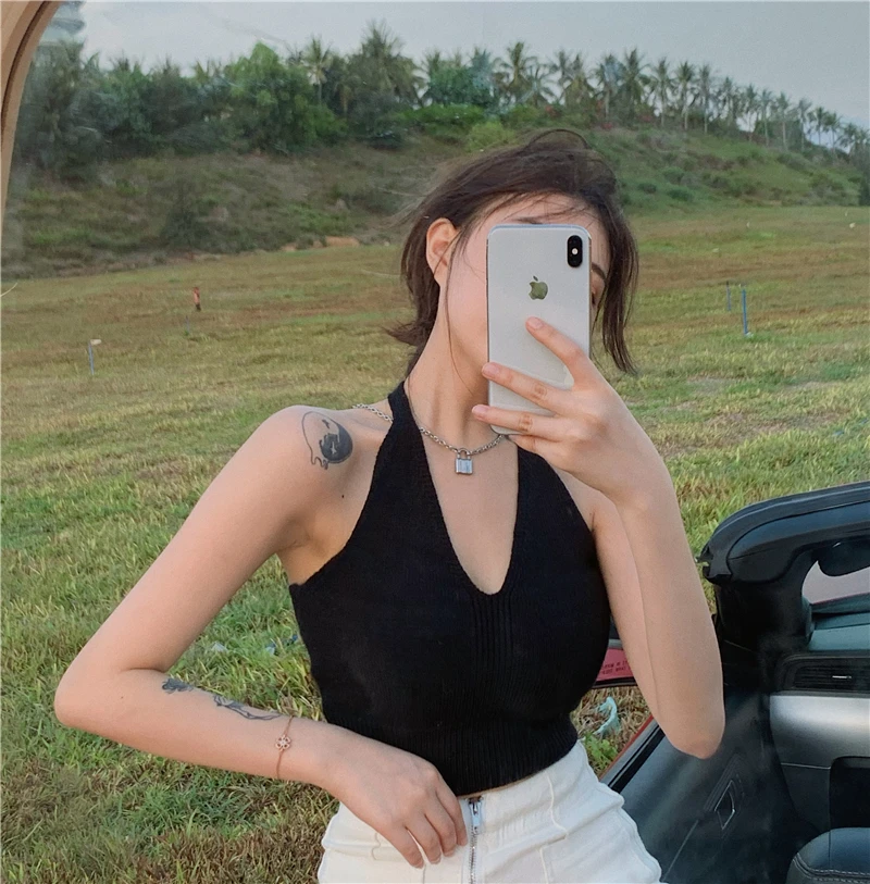 

French Style Halter Small Sling Design Sense Niche Outdoor Vest Female Summer Inner Wear Blouse Beauty Back Hot Girl Underwear