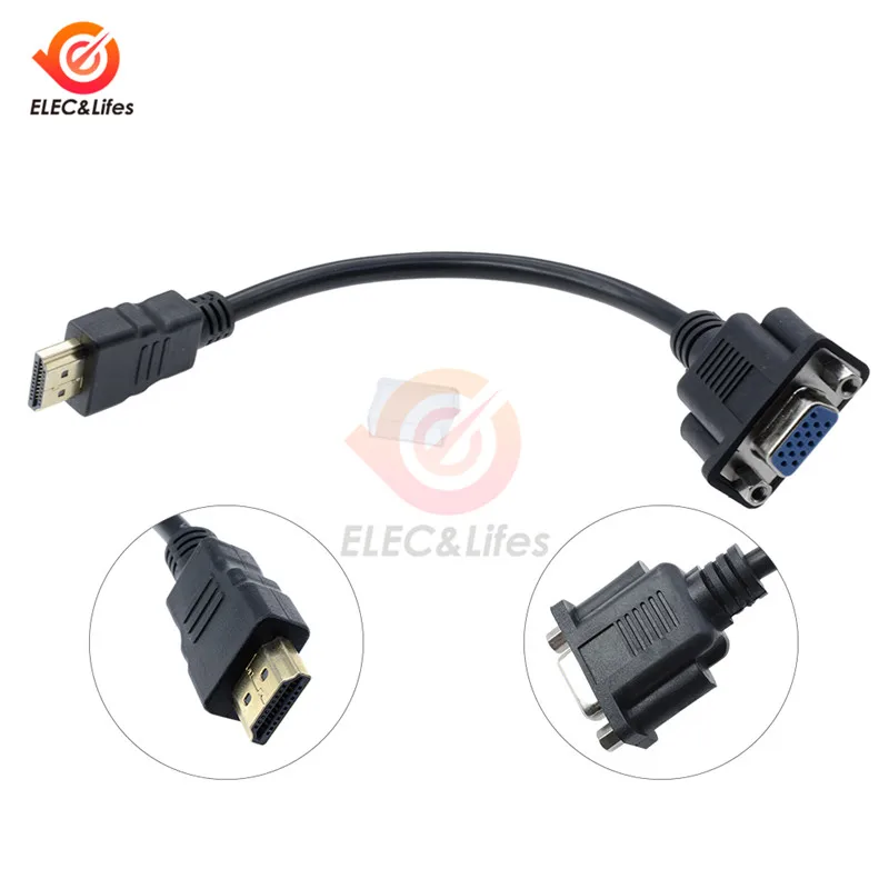 Кабель переходник HDMI штекер VGA гнездо HD адаптер аудиоконвертер 10 2 D SUB15 15 Pin для ПК