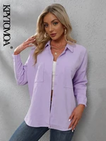 kpytomoa women fashion with pockets oversized corduroy shirts vintage long sleeve asymmetric loose female blouses chic tops