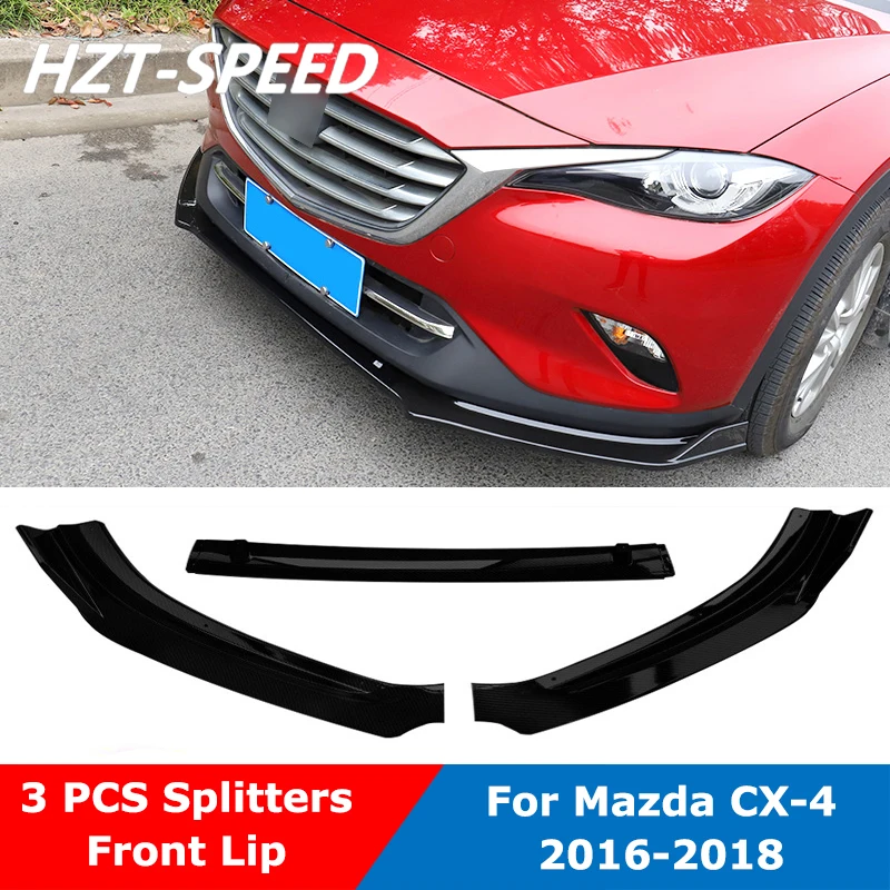 

3 PCS ABS Small Car Body Kit Front Bumper Lip Spoiler Diffuser Shovel Trim For Mazda CX-4 2016-2018
