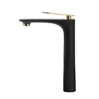 basin faucet solid brass bathroom sink mixer tap hot cold deck mounted single handle black gold finished lavatory crane vessel