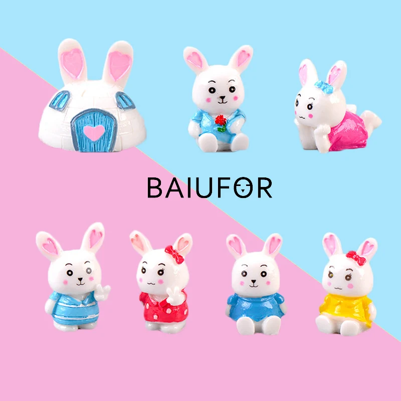 BAIUFOR миниатюрные кролик пара мультяшный дом кролика сказочный садовый декор Мини
