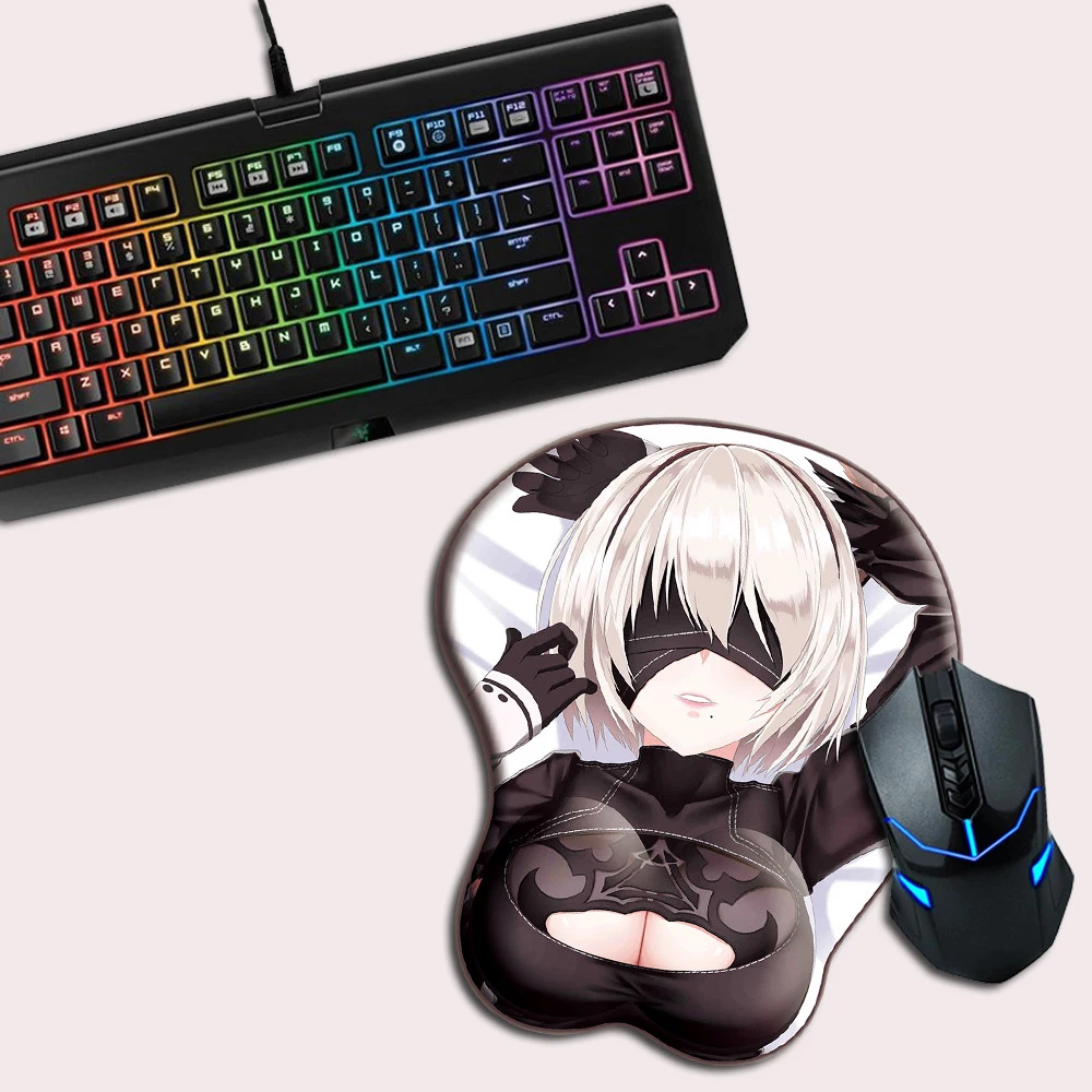 FFFAS NieR:Automata 2B игровой 3D коврик для мыши с нижней частью груди силиконовым гелем