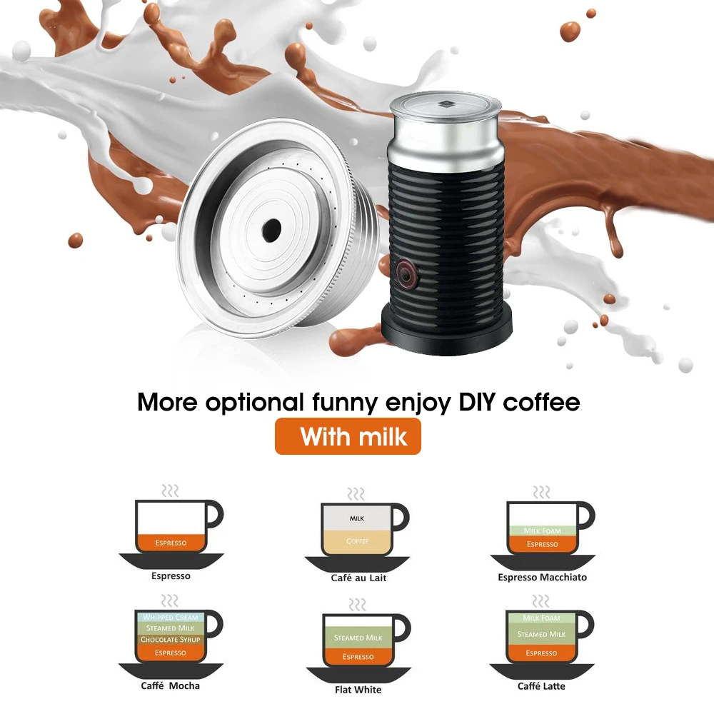 Refillable Coffee Capsule Pod Stainless Steel Coffee Filters For Nespresso Vertuoline GCA1& Delonghi ENV135 Machine