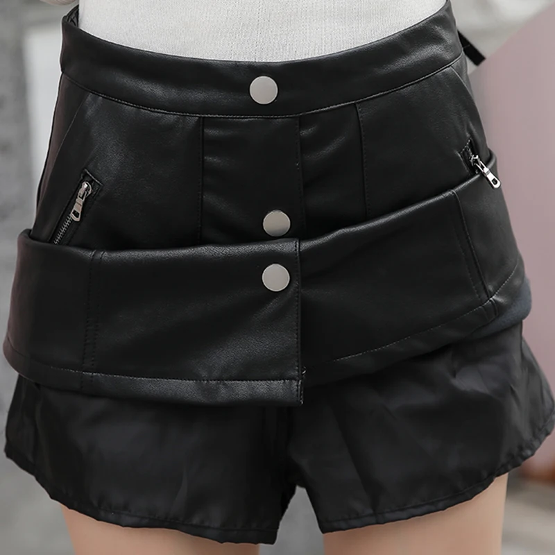 Черная кожаная юбка цвета хаки 2019 Новое поступление осенне-зимних юбок с одной