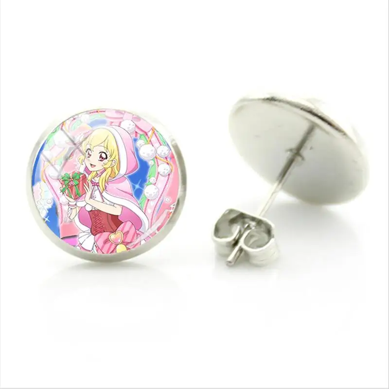 Bandai анимация Aikatsu серьги-гвоздики стеклянный кабошон Hoshimiya Ichigo круглые серьги