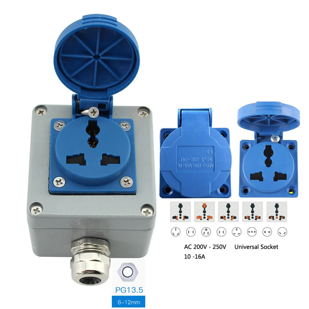 outdoor power outlet IP65 водонепроницаемый кабель проводки алюминиевая распределительная коробка 1 вход 1 выход 80*76*57 мм с UK2.5B din-рейку клеммные блоки - Цвет: outdoor power outlet