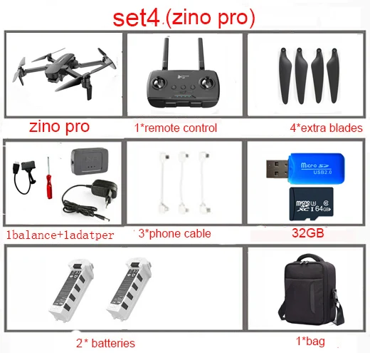 HUBSAN Zino Pro gps 5G Wi-Fi 4 км FPV Дрон р/у вертолет со стальным корпусом в формате 4K UHD, Камера 3-осевому гидростабилизатору 2,4 ГГц Беспроводной RC Дрон Квадрокоптер RTF - Цвет: set4