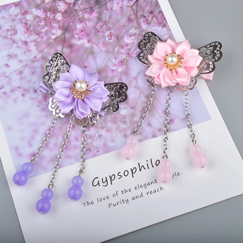 

Корейские женские металлические заколки для волос с жемчугом и бабочкой с кисточкой, заколка для волос, заколка-невидимка, аксессуары для у...