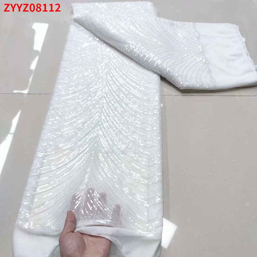 

African Big Promotion French Lace Sewing Textiles Clothes Fine ​Ankara Tulle Net Sequins Party Dress Fabric ZYYE08112 B