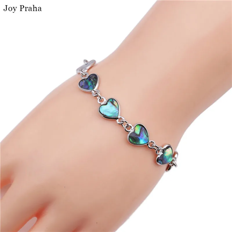 

Natural hand shell bracelet / Colorful abalone shells heart-shaped love bracelet