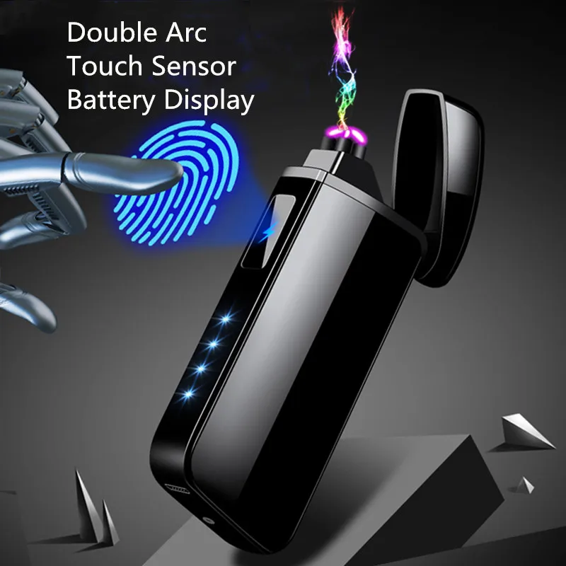 Ветрозащитная сенсорная зажигалка с USB-зарядкой Индукционная двойной дугой
