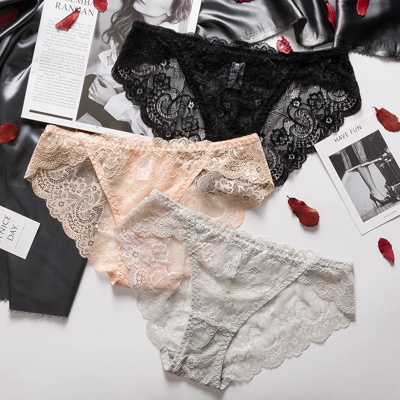 Женские трусы кружевное сексуальное нижнее белье женские однотонные удобные