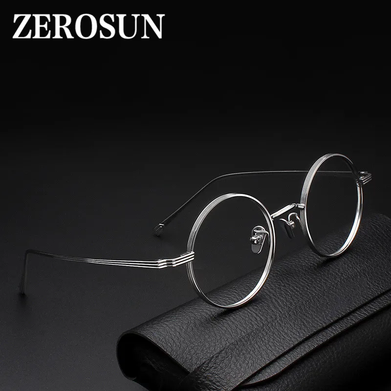 Оправа для очков Zerosun Мужская титановая небольшие круглые аксессуары чтения по