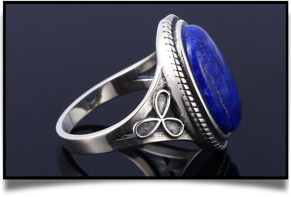 Овальный большой натуральный Lapis различные драгоценные камни кольца 925 пробы серебряные ювелирные изделия для женщин подарок обручальные кольца