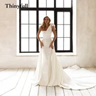 Thinyfull Новые блестящие Длинные свадебные платья в стиле бохо с открытым плечом и вырезом лодочкой пляжные вечерние платья принцессы Свадебные платья