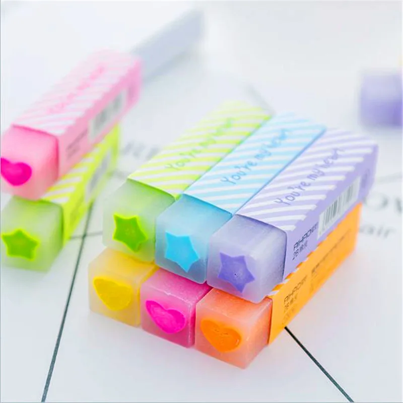 1 шт. ластик карандаш в форме сердца желеобразного цвета длинная полоска