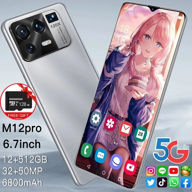 Xiao-tel&eacute;fono inteligente M12 Pro versi&oacute;n Global, dispositivo m&oacute;vil de 16GB, 512GB, 6800mAh, 5G, 6,7 pulgadas, con identificaci&oacute;n facial, 10 n&uacute;cleos, red 4G LTE-1