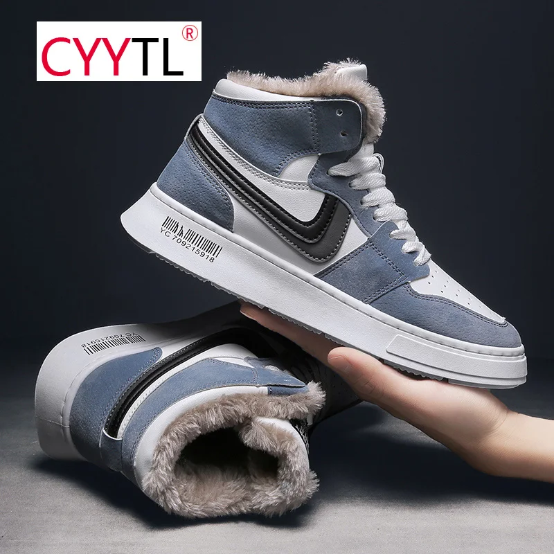

CYYTL Insulated Winter Shoes for Men Fur Lined Warm Comfortable Sports Walking Ankle High-top Sneakers Non Slip Scarpe Uomo