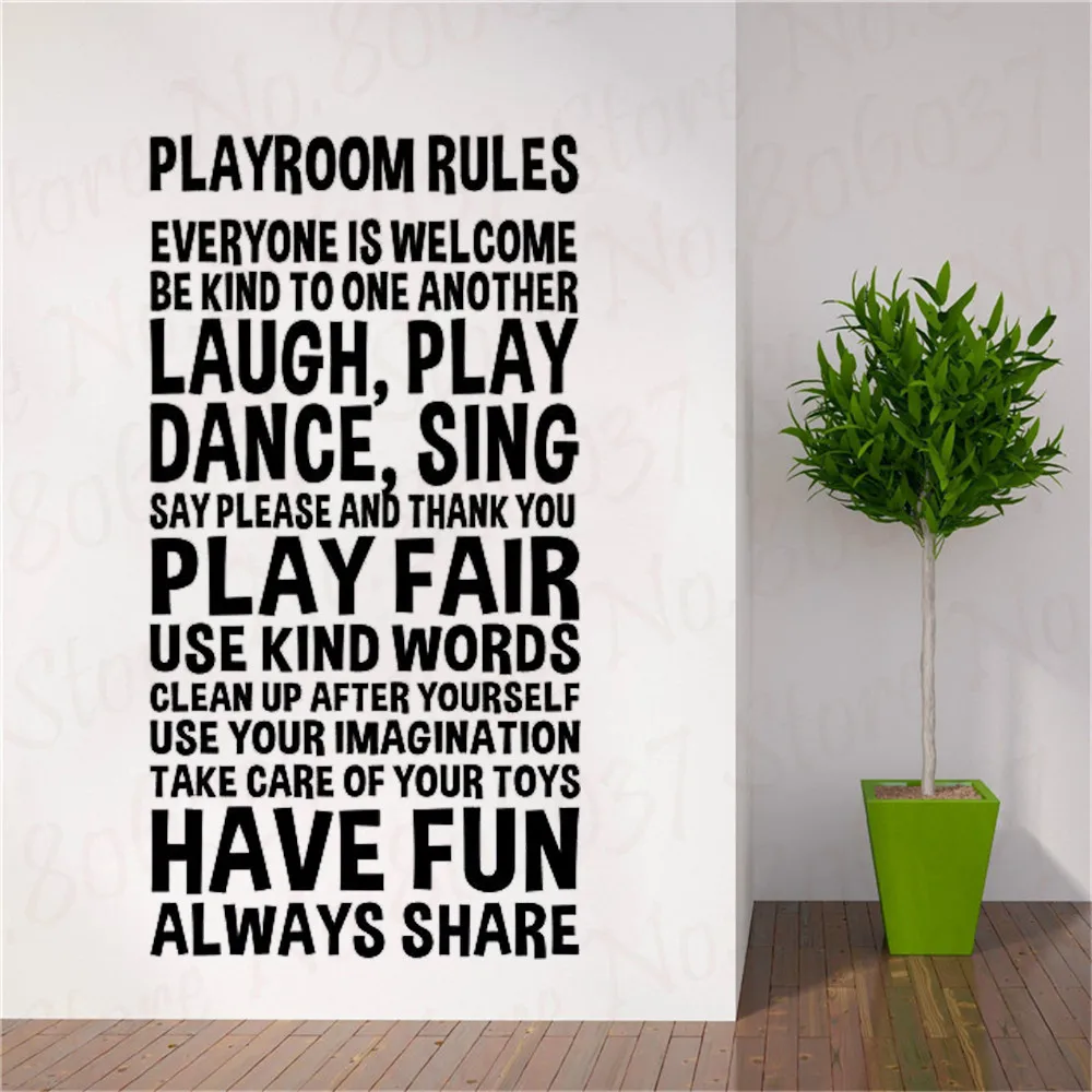 

Playroom Rules Nursery Kids Children Quote Decal Sticker Wall Vinyl Decor Art Decal Family Home Wallpaper WL1054