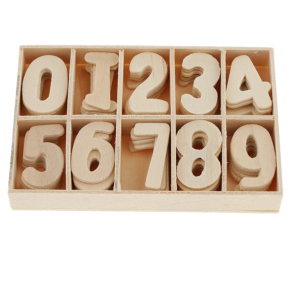

60pcs Wooden Numbers Unpainted DIY Craft Decoration Kids Education Toys Gift