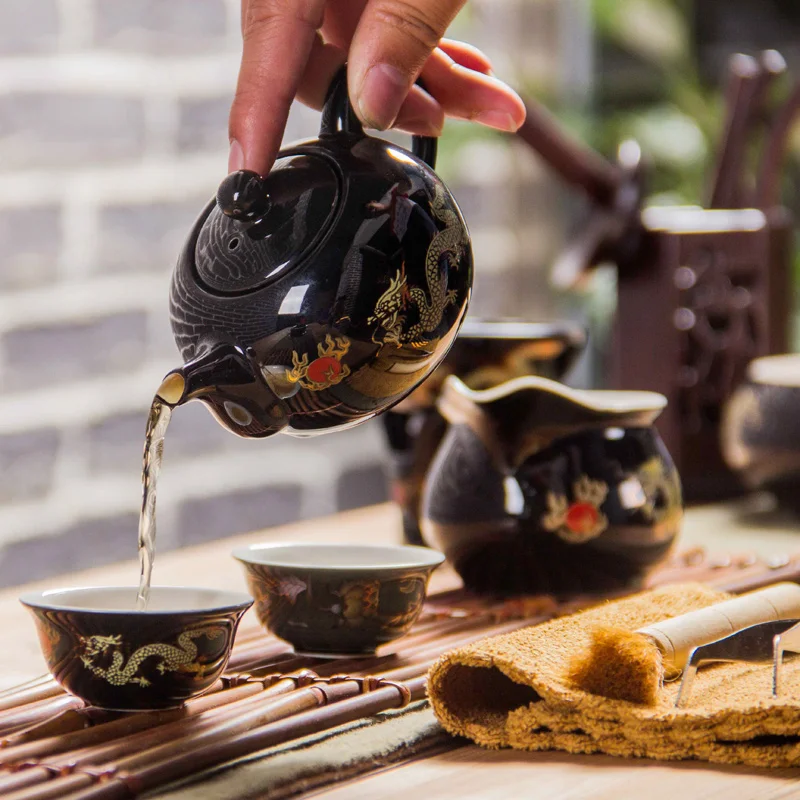 

Chinese Hand Painted Teapot Handmade Ceramic Tea Pot Kettle With Infuser Kung Fu Drinkware Teaware Flower Tea Pot High quality
