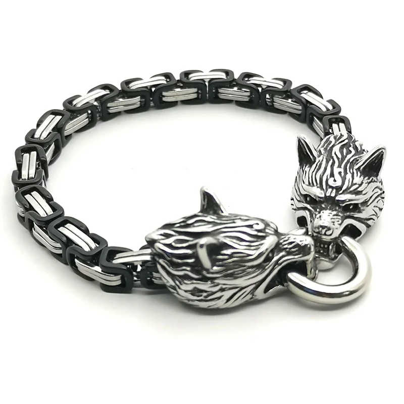Мужской браслет-цепочка из нержавеющей стали с головой волка модные аксессуары