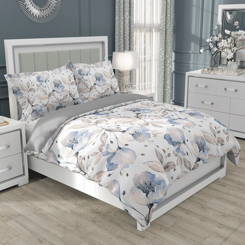 

2021 New Product 2/3pcs High Quality Floral Duvet Cover and Pillowcase Double Bed Home Textile Queen King Twin Size