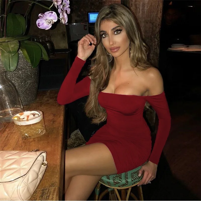 HUAN BEAUTY Новое сексуальное осеннее платье для женщин с длинными рукавами ягодицы