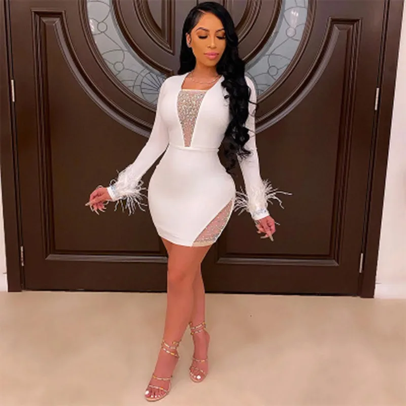 Женское весеннее офисвечерние платье с длинным рукавом белое красное зеленое