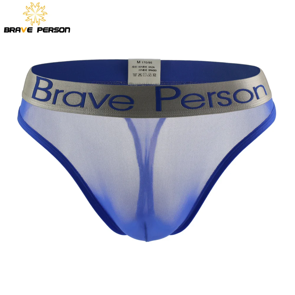 BRAVE PERSON Sexy Men's Briefs Transparent Low-waist Briefs Mesh Gauze Breathable Underwear Briefs Panties For Man