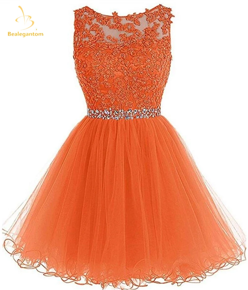 

Bealegantom New Cheap Tulle Short Homecoming Dresses For Juniors Women Plus Size Appliques Graduation Party Prom Formal Gown