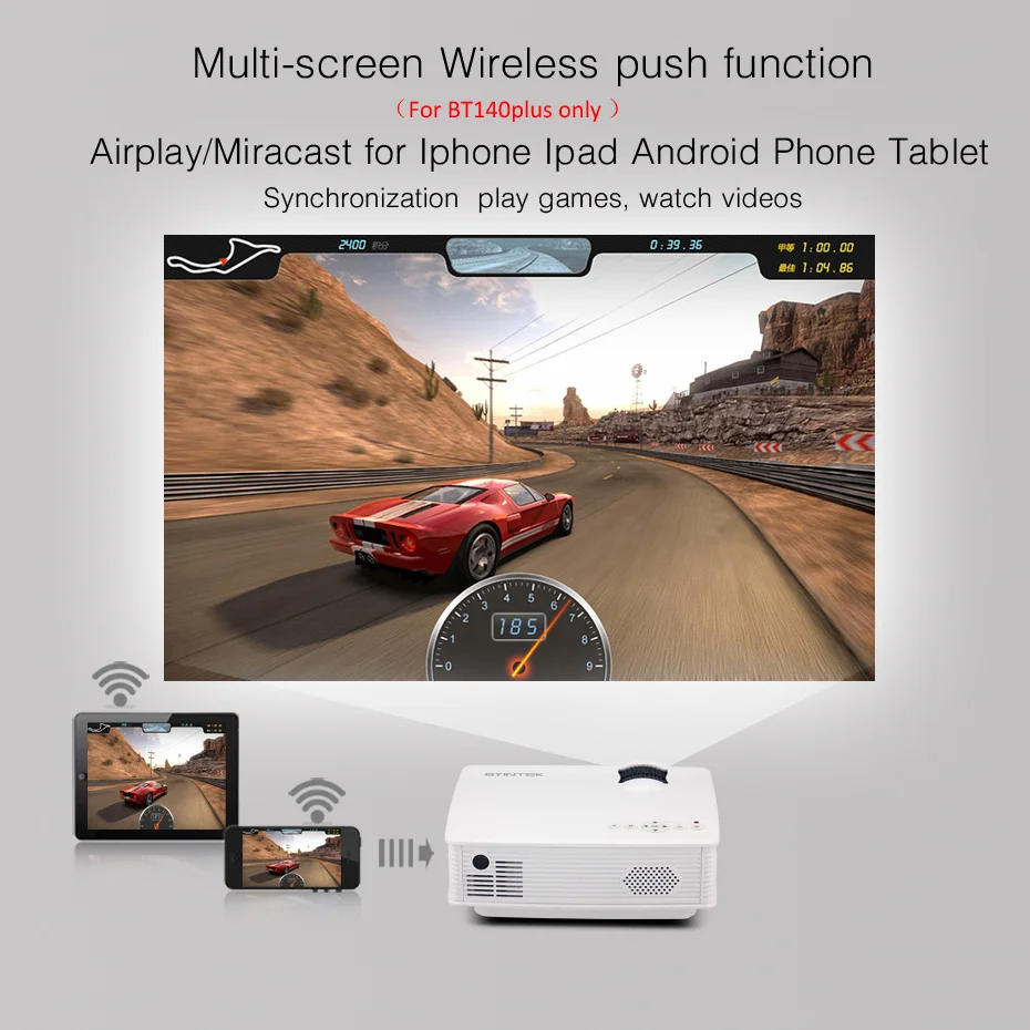 Светодиодный мини проектор BYINTEK BT140 домашний кинотеатр HD классический с