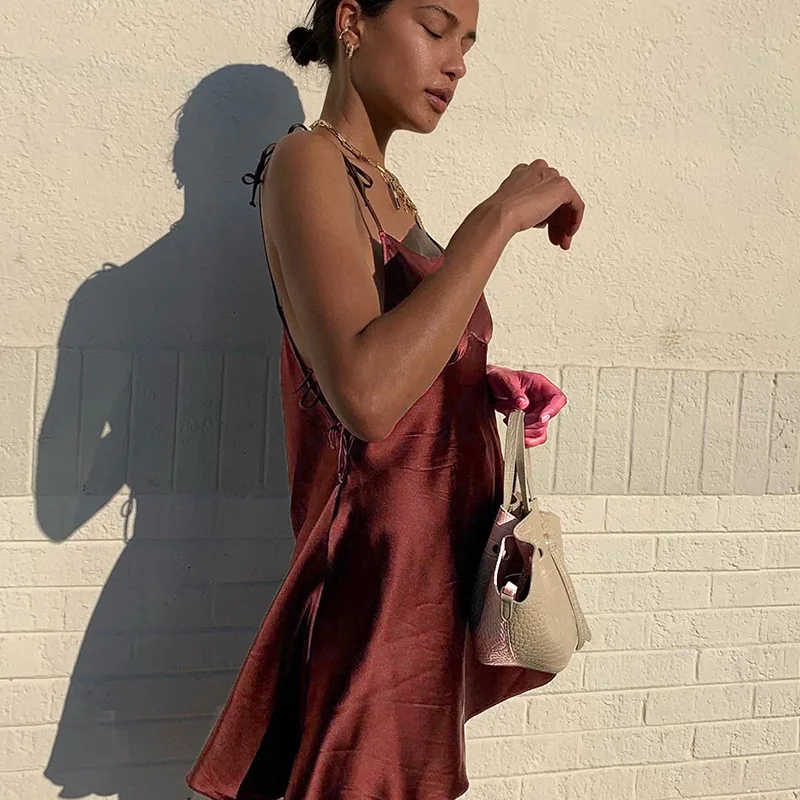 Новое атласное платье Европа и США тренд мода удобные атласные шарфы ремень