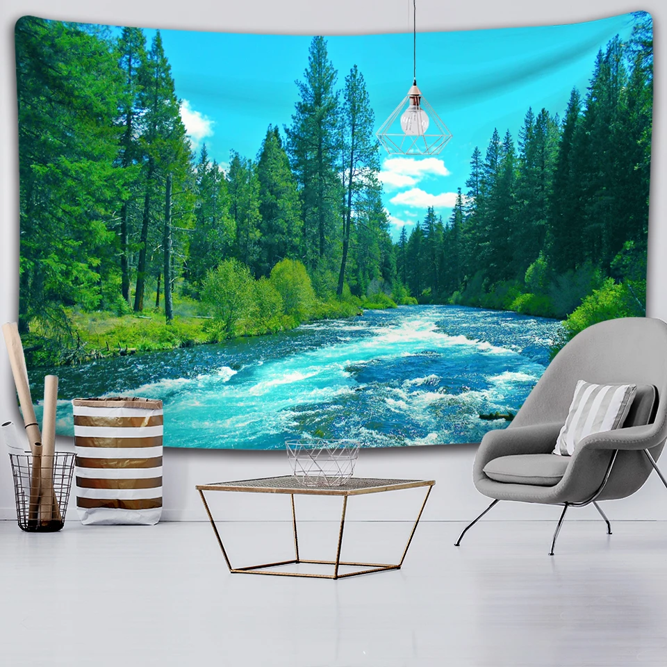 Психоделический лесной гобелен настенный одеяло декор для фермерского дома