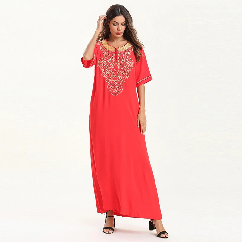 Мусульманское исламское модное вышитое платье Дубай Турция длинная юбка Ближний