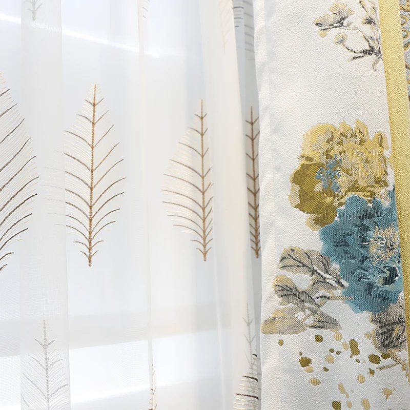 

Pastoral Curtain Blackout Blinds Blue Flowes Curtains For Bedroom Living Room Window Treatment Fabric Cortinas Dormitorio