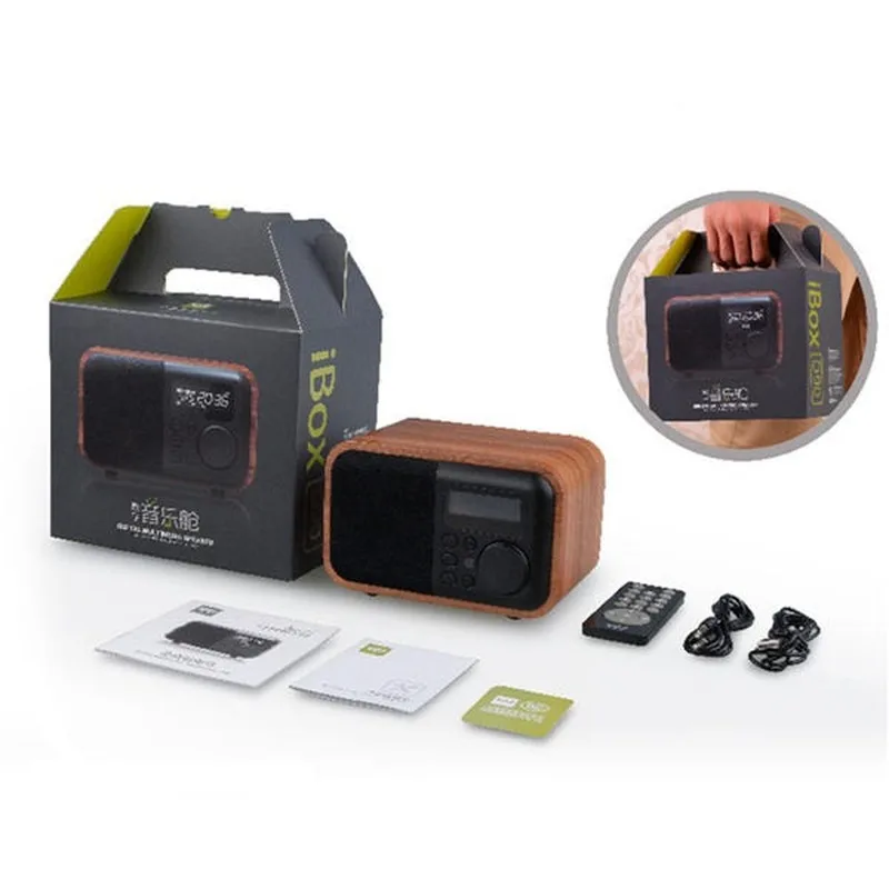 IBOX D90 деревянный сабвуфер будильник микрофон bluetooth динамик Поддержка U диска TF