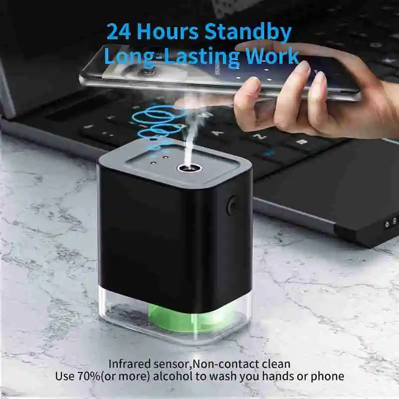 

Automatic Alcohol Disinfection Sprayer, Mini Infrared Induction Touchless Hand Soap Dispenser, Portable for Home Black