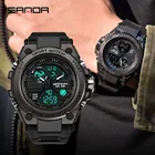 Часы наручные Sanda мужские спортивные, спортивные аналоговые цифровые светодиодные электронные, с двойным дисплеем