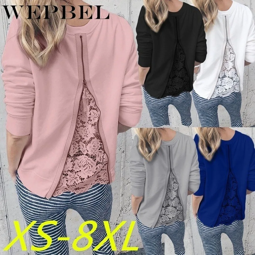 WEPBEL XS 8XL 5 цветов новинка женский модный пуловер круглый вырез длинный рукав сзади
